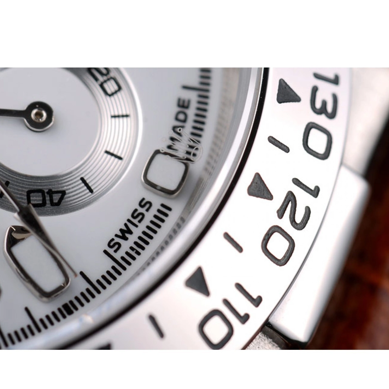 AAA Replica Watches Dial Leather Lady Daytona Steel Stainless Case Brown White Rolex Tachymeter Strap 0726